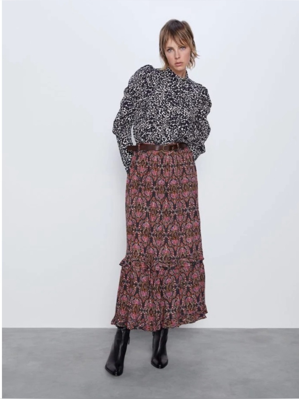 NWT- Zara bohemian maxi tiered skirt
